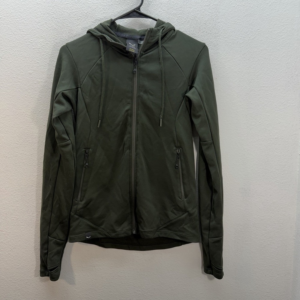 Salewa‎ Merino Wool Blend Zip Up Jacket Womens S Hiking Outdoors Green Hoodie